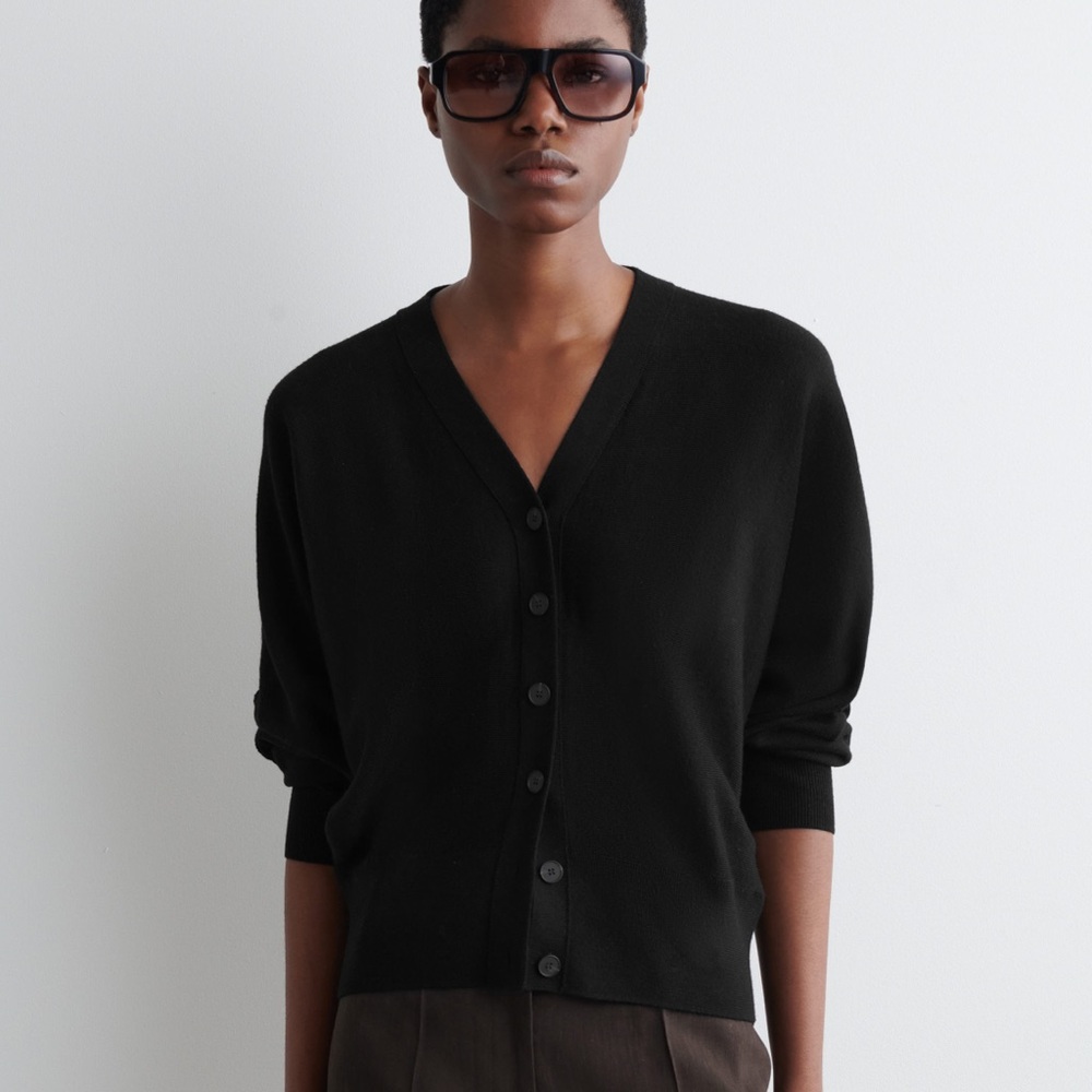 COS BATWING-SLEEVE MERINO WOOL CARDIGAN